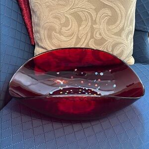 Large Red Murano Glass Decorative Bowl
